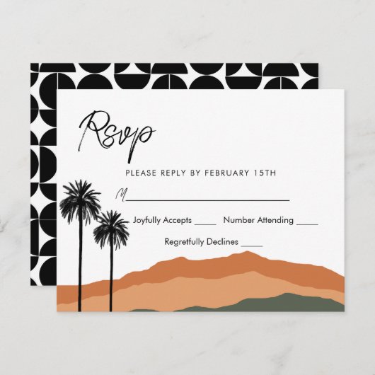 Palm Springs Modern Response Card (tan/olive) RSVP Karte (Vorne/Hinten)