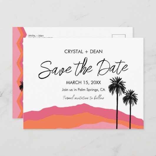 Palm Springs Moderne Save the Date Postkarte (Vorne/Hinten)