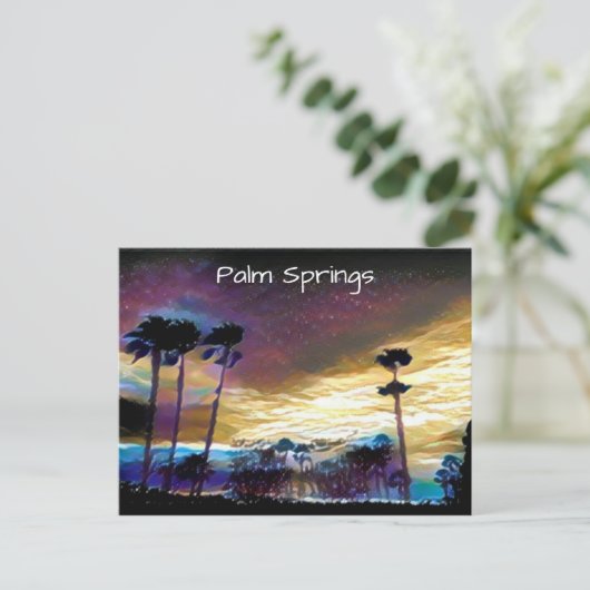 Palm Springs Night Postkarte (Stehend Vorderseite)