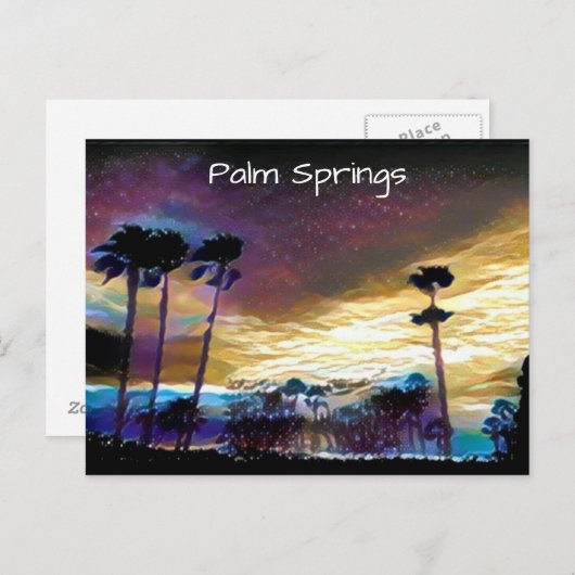 Palm Springs Night Postkarte (Vorne/Hinten)