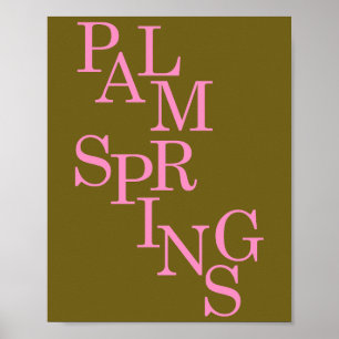 Palm Springs Olive und Pink Vintage Poster