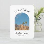 Palm Springs Palm Tree Wedding Save the Date Einladung (Stehend Vorderseite)