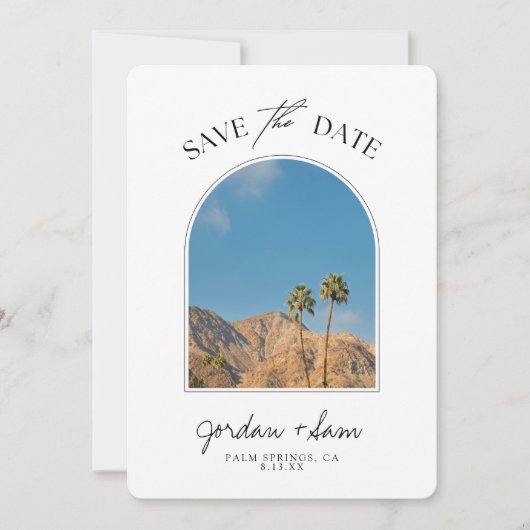 Palm Springs Palm Tree Wedding Save the Date Einladung (Vorderseite)