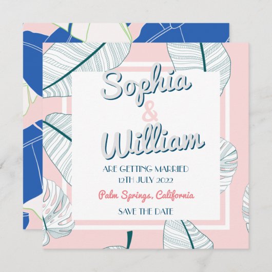 Palm Springs Paradise Moderne Hochzeit Save The Date (Vorne/Hinten)