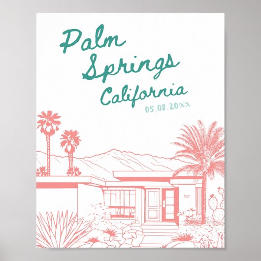 Palm Springs Personalisierte Hochzeitdatposter Poster (Vorne)