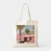 Palm Springs Pink House Tote Bag | Retro-Wüste Tragetasche (Rückseite)