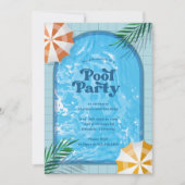 Palm Springs Pool Party Blue Adult Geburtstag Einladung (Vorderseite)