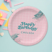 Palm Springs Pool Party Pink Adult Birthday Pappteller