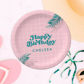 Palm Springs Pool Party Pink Adult Birthday Pappteller