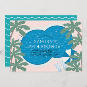 Palm Springs Pool Party Rosa Erwachsene Geburtstag Einladung