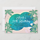 Palm Springs Pool Party Rosa Erwachsene Geburtstag Einladung (Vorderseite)