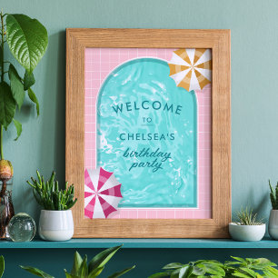 Palm Springs Pool Party Rosa Erwachsene Geburtstag Poster