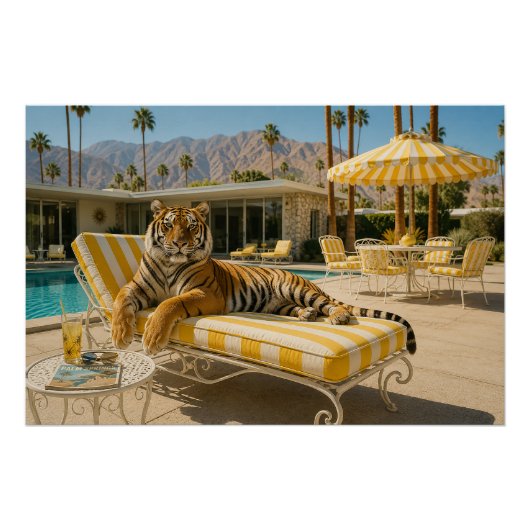 Palm Springs Pool Tiger Poster (Vorderseite)