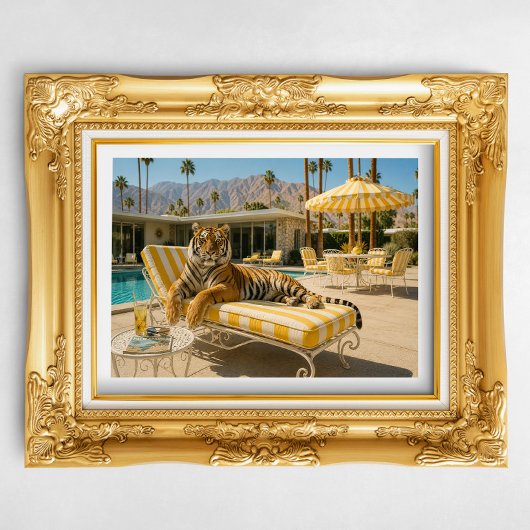 Palm Springs Pool Tiger Poster
