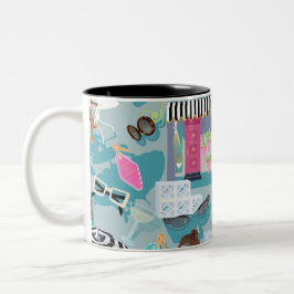 Palm Springs Poolside Mitteljahrhundert Retro Kaff Zweifarbige Tasse