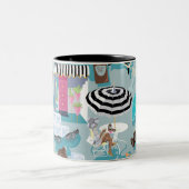 Palm Springs Poolside Mitteljahrhundert Retro Kaff Zweifarbige Tasse (Mittel)