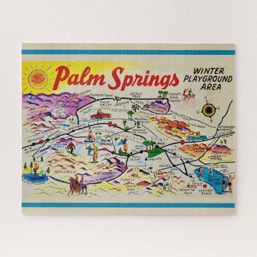 Palm Springs Retro-Karte 8x10 Puzzle (Horizontal)