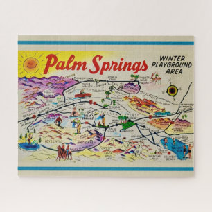 Palm Springs Retro Map Jigsaw Puzzle