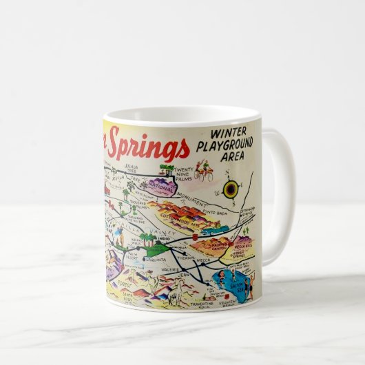 Palm Springs Retro Map-Tasse Kaffeetasse (VorderseiteRechts)