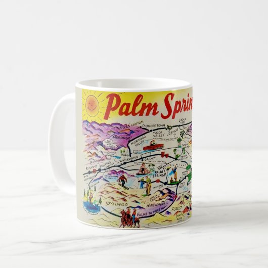 Palm Springs Retro Map-Tasse Kaffeetasse (Vorderseite Links)