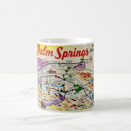 Palm Springs Retro Map-Tasse Kaffeetasse (Mittel)