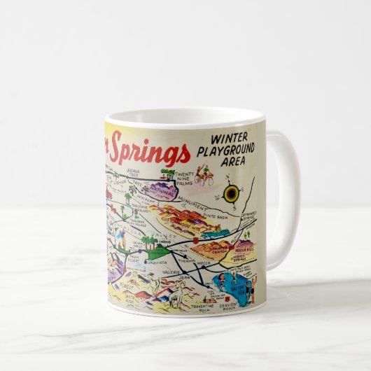 Palm Springs Retro Map-Tasse Kaffeetasse (VorderseiteRechts)