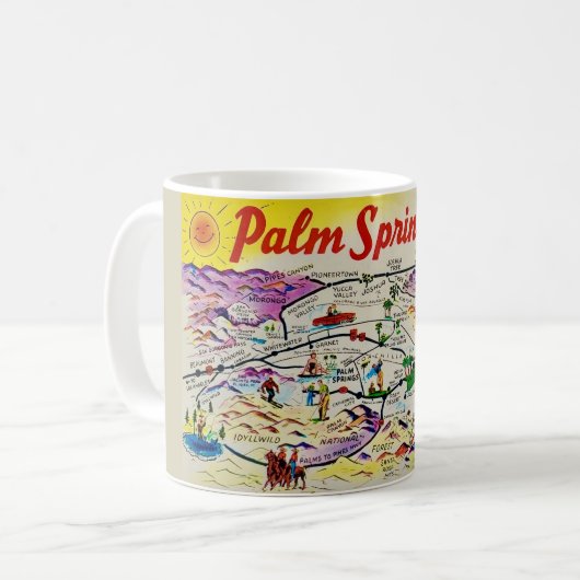 Palm Springs Retro Map-Tasse Kaffeetasse (Vorderseite Links)