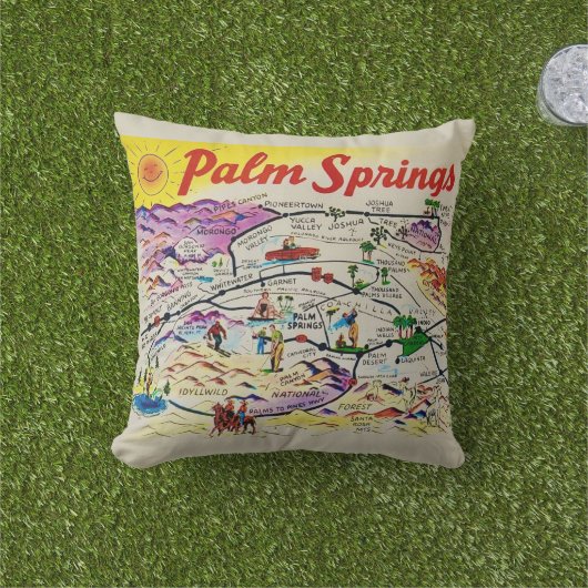 Palm Springs Retro Map Throw Kissen (Golfball-Marker)