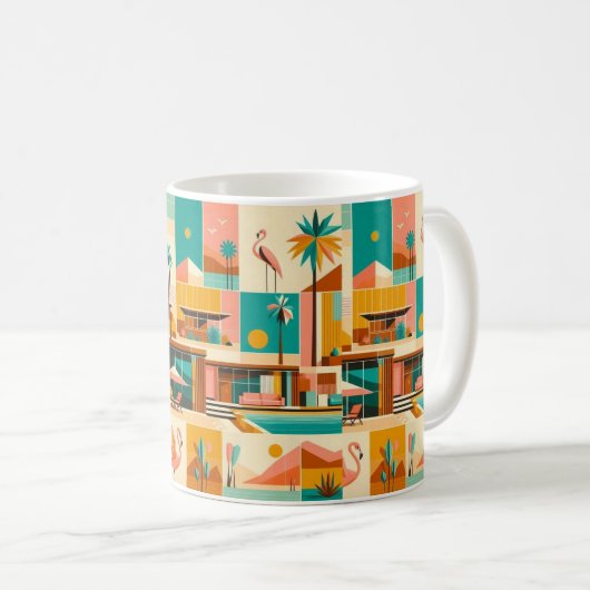 Palm Springs Retro Vibes Coffee Cup Kaffeetasse (VorderseiteRechts)