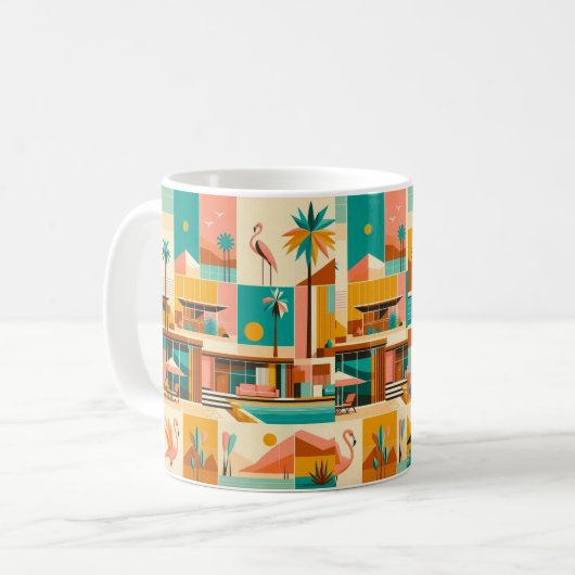 Palm Springs Retro Vibes Coffee Cup Kaffeetasse (Vorderseite Links)