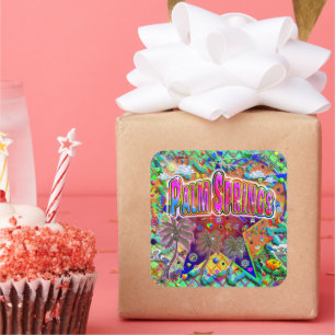 Palm Springs Risikofaktor-Aufkleber Quadratischer Aufkleber