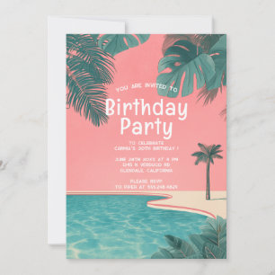 Palm Springs Sommer Geburtstagsparty Pink Einladung