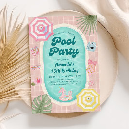 Palm Springs Sommer-Poolparty Geburtstagseinladung Einladung