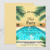 Palm Springs Sommer-Poolparty Pink Geburtstag Einladung (Vorne/Hinten)
