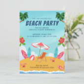 Palm Springs Summer Beach Birthday Party Einladung (Stehend Vorderseite)