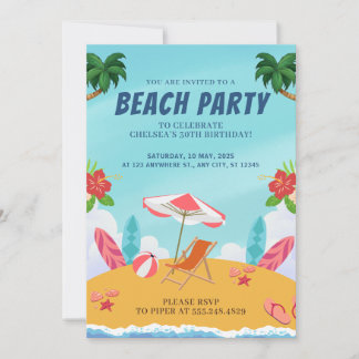 Palm Springs Summer Beach Birthday Party Einladung