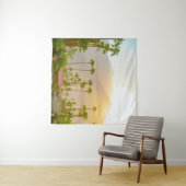 Palm Springs sunset day with mountains and palm tr Wandteppich (Beispiel (Horizontal))