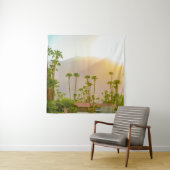 Palm Springs sunset day with mountains and palm tr Wandteppich (Beispiel)