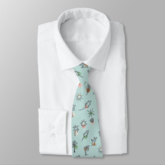 Palm Springs Theme Summer Pattern Neck Tie Krawatte (Gebunden)