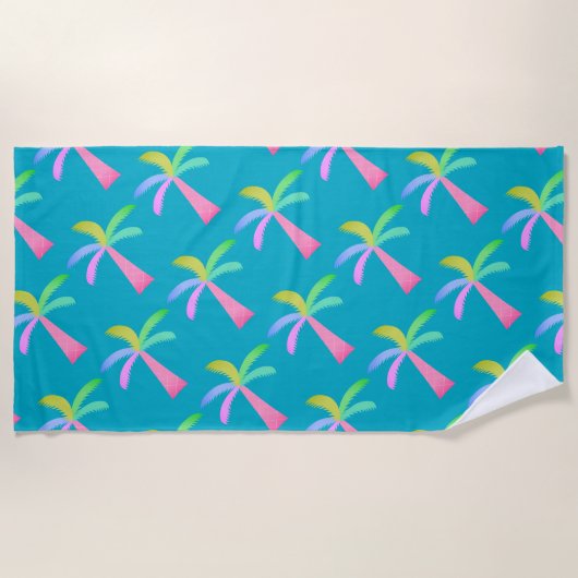Palm Springs Türkisfarbene Palmen Strandtuch (Vorderseite)