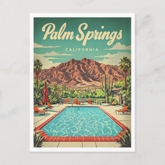 Palm Springs Vintag Inspiriertes Grafikdesign Postkarte (Vorderseite)