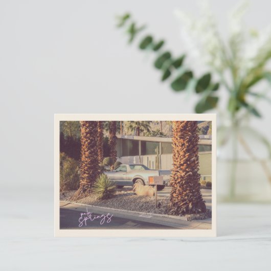 Palm springs Vintage Sicht Postkarte (Stehend Vorderseite)