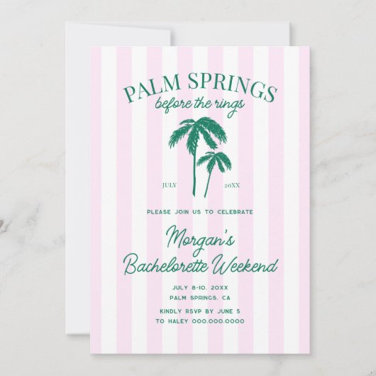 Palm Springs vor dem Rings Bachelorette Einladung (Vorderseite)