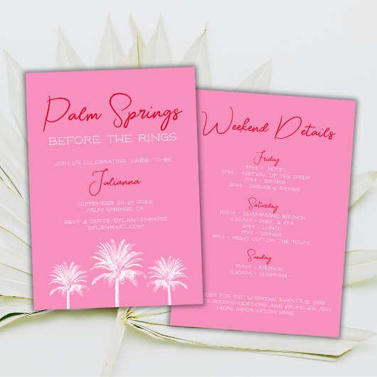 Palm Springs vor dem Rings Bachelorette Weekend Einladung