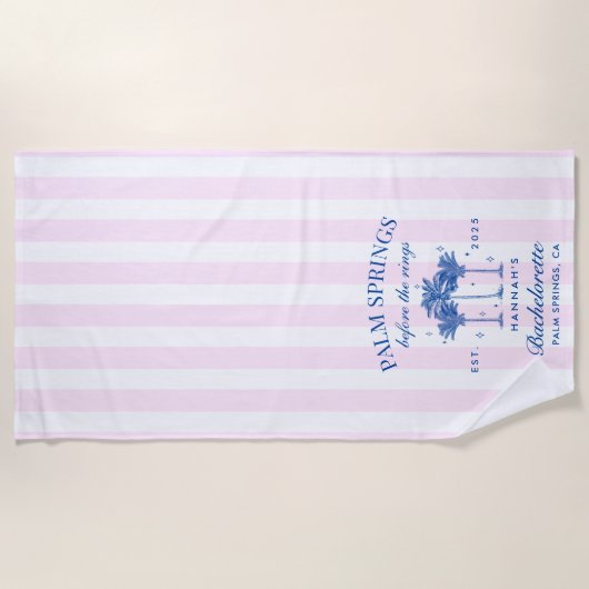 Palm Springs vor dem Rings Blue Bachelorette Strandtuch (Vorderseite)