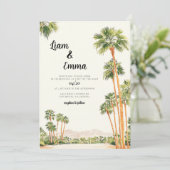 Palm Springs Watercolor Wedding Destination Einladung (Stehend Vorderseite)