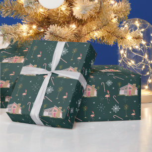 Palm Springs Weihnachts-Pink-House Geschenkpapier
