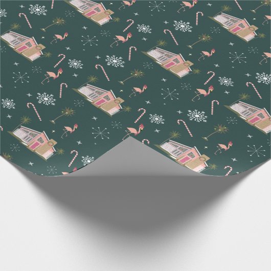 Palm Springs Weihnachts-Pink-House Geschenkpapier (Ecke)
