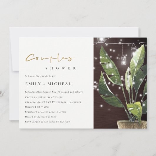 PALM STARRY NIGHT MASON JAR COUPLES SHOWITE DANKESKARTE (Vorderseite)