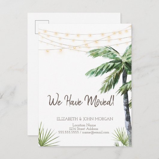 Palm String Lights Ankündigungspostkarte (Vorne/Hinten)